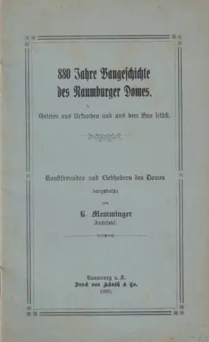Buch: 880 Jahre Baugeschichte des Hamburger Domes, Memminger, K., 1920, gut