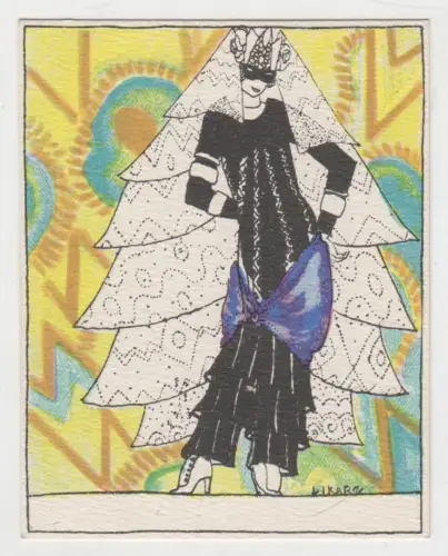 Farblithographie: Wiener Werkstätte Tischkarte WW 711 Maria Likarz, original