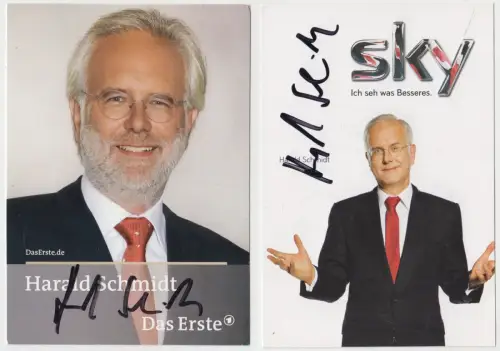 Harald Schmidt. 2 Autogrammkarten. Signiert! Original Autogramm