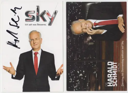 Harald Schmidt. 2 Autogrammkarten. Signiert! Original Autogramm