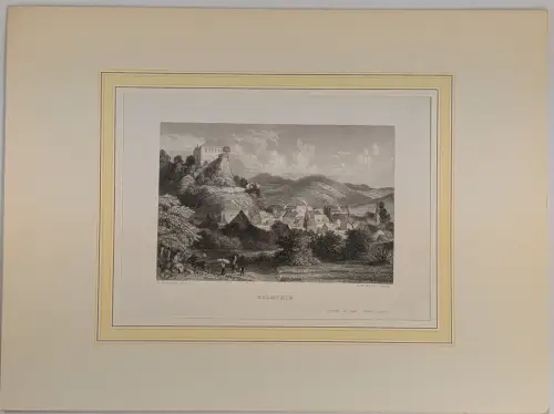 Stahlstich: Bilstein, Ansicht, Grafik, Albert Henry Payne, Originalgrafik