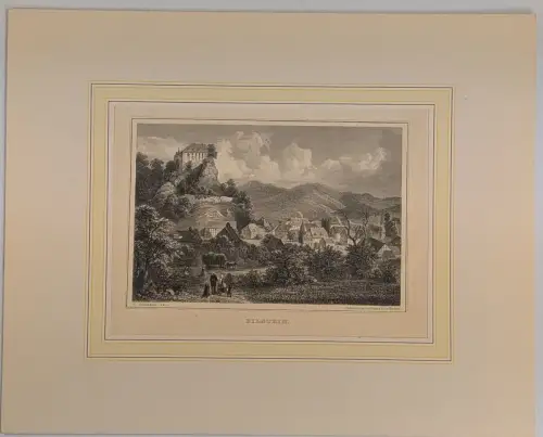 Stahlstich: Bilstein, Ansicht, Grafik, Ansicht, Carl Mayer, Ferdinand Schöningh