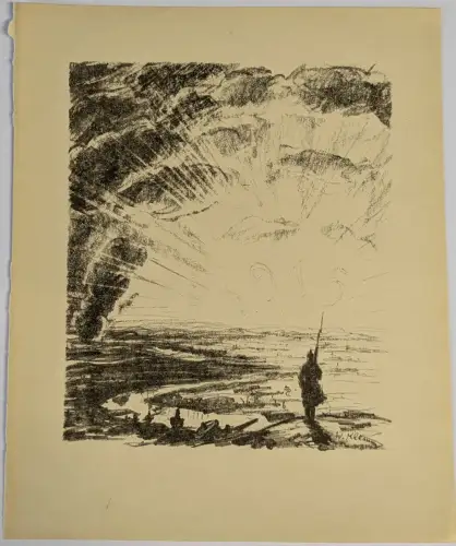 Lithografie: Die Wacht am Rhein, Walter Klemm, 1915, Grafik, Steindruck, Rhein