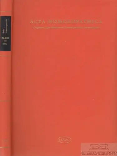 Buch: Acta Homoeopathica. Organum Medicorum Homoeopathicae... Zinke, Joachim