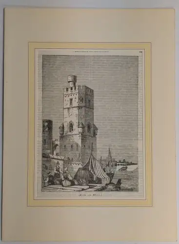 Holzstich: Köln am Rhein, Grafik, Originalgrafik, Ansicht, Köln, Zeitung