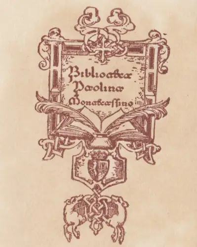 Original Grafik Exlibris: Biblioaber Paolina Monaterssino, Archsuro Monstersfine
