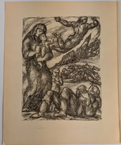 Original-Kreidelithographie: Dem Andenken der Gefallenen, 1915, Grafik, Hettner