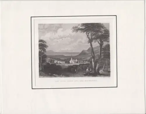 Lithografie: Das Dorf Beek und der Elterberg, Deutscher Kunstverlag, Grafik