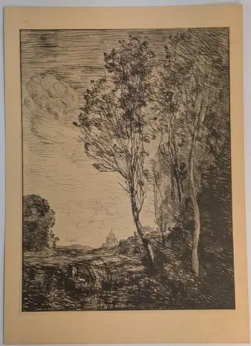 Lichtdruck: Waldlandschaft, Repro, Jean-Baptiste-Camille Corot, Grafik, Ansicht