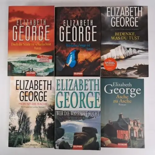 6 Bücher Inspector Lynley, Elizabeth George, Zeuge, Sünde, Asche, Wahrheit ...