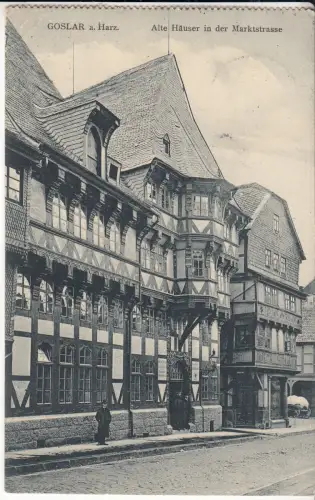 AK Goslar a. Harz. Alte Häuser in der Marktstrasse, ca. 1911, Postkarte