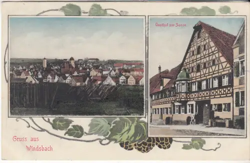 AK Gruss aus Windsbach. Gasthof zur Sonne, ca. 1915, Postkarte, gelaufen