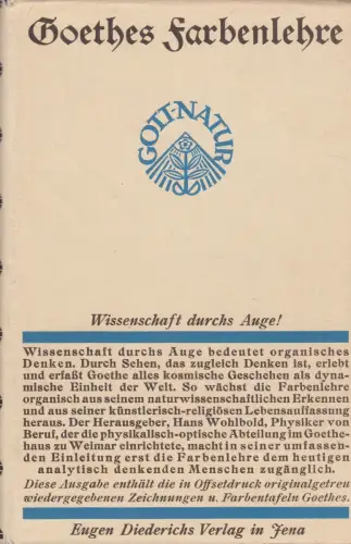 Buch: Goethes Farbenlehre, Wohlbold, Hans, 1928, Eugen Diederichs