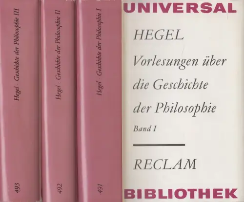 Buch: Vorlesungen über die Geschichte der Philosophie, Hegel. 1982, RUB, 3 Bände
