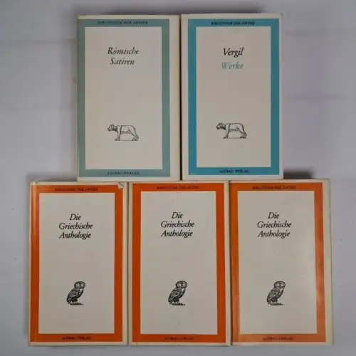 5 Bände Bibliothek der Antike: Die Griechische Anthologie, Vergil Werke, Satiren