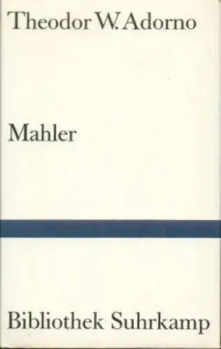 Buch: Mahler, Adorno, Theodor W. 1960, Suhrkamp Verlag, gebraucht, sehr gut