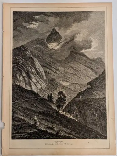 Holzstich: Piz Languard, Daheim, Grafik, G. A. Amberger, 1865, Reproduktion