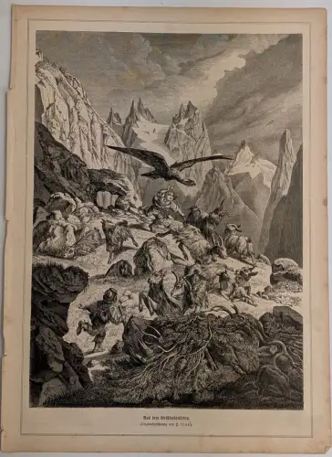 Holzstich: Aus dem Geißbubenleben, Daheim, Grafik, Repro, Heinrich Jenny, 1865