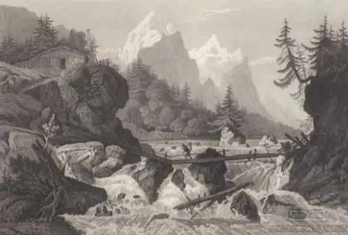 Reichenbach und das Wellhorn bei Rosenlaui. aus Meyers Universum, Stahlstich