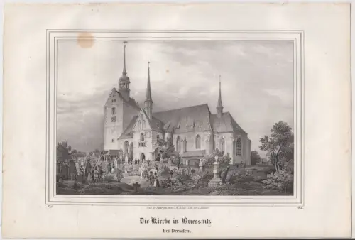 Lithografie: Die Kirche in Briessnitz, Grafik, Ansicht, 1836, Saxonia, Pitzsch