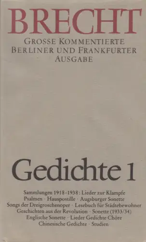 Buch: Gedichte 1, Bertolt Brecht, 1988, Aufbau Verlag / Suhrkamp Verlag