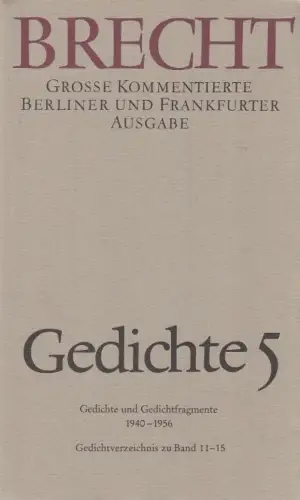 Buch: Gedichte 5, Bertolt Brecht, 1993, Aufbau-Verlag / Suhrkamp