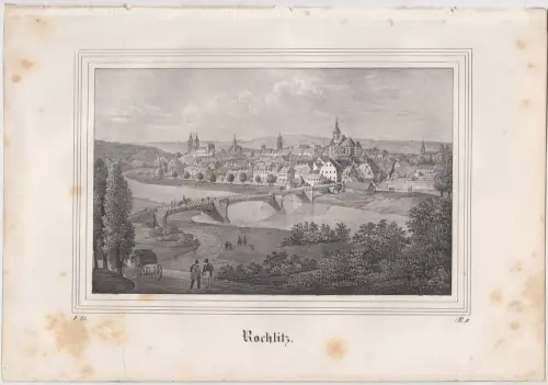 Lithografie: Rochlitz, Eduard Pietzsch, Grafik, um 1836, Ansicht, Saxonia