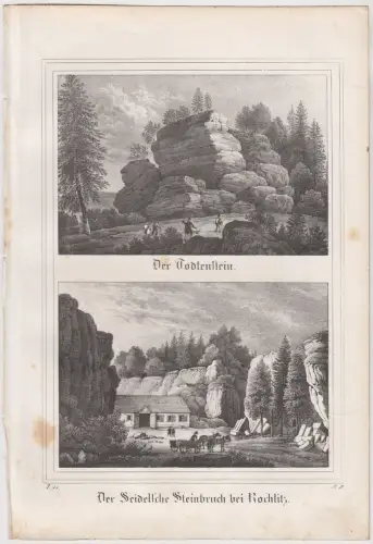 Lithografie: Der Todtenstein,  Der Seidlsche Steinbruch bei..., 1836, Pietzsch