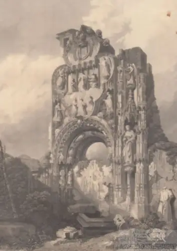 Die Pracht-Ruine in Burgos. aus Meyers Universum, Stahlstich. Kunstgrafik, 1850