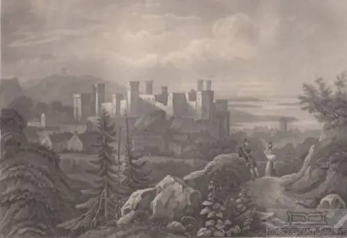 Caernarvon Castle. aus Meyers Universum, Stahlstich. Kunstgrafik, 1850