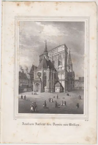 Lithografie: Aeussere Ansicht des Domes von Meissen, Pietzsch, Grafik, um 1836