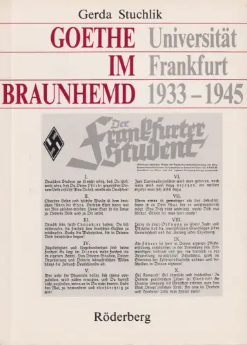 Buch: Goethe im Braunhemd, Universität Frankfurt 1933-1945, Stuchlik, Gerda
