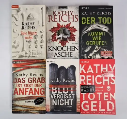 6 Bücher Kathy Reichs, Temperance Brennan, Totengeld, Knochen zu Asche, Blut...