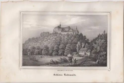 Lithografie: Schloss Lichtewalde, Grafik, Ansicht, Pietzsch, Saxonia, um 1836