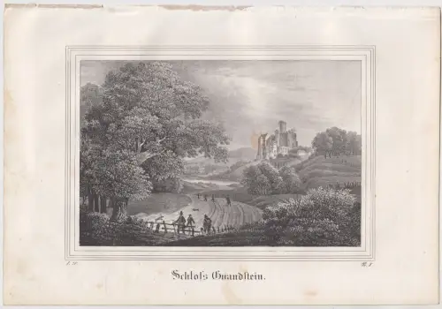 Lithografie: Schloss Gnandstein, Eduard Pietzsch, Grafik, 1836, Ansicht, Saxonia