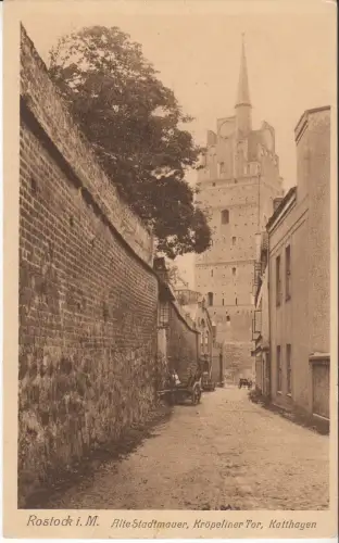 AK Rostock i. M. Alte Stadtmauer, Kröpeliner Tor, Katthagen, ca. 1925, Klocke