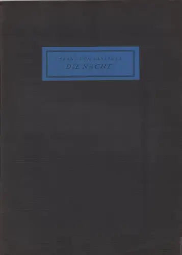 Buch: Die Nacht, von Lassaulx, Franz, 1925, gebraucht, sehr gut