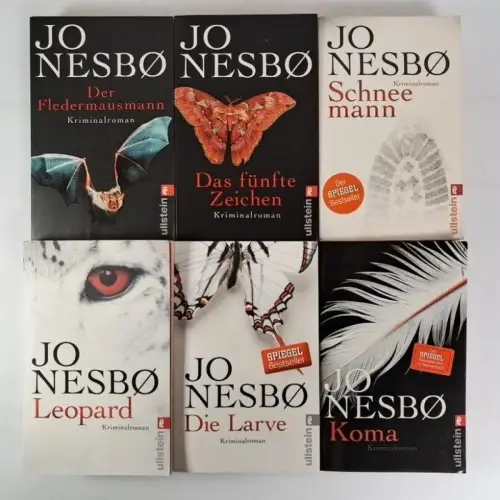 6 Bücher Harry-Hole-Reihe: Fledermausmann, Schneemann, Leopard, Larve, Koma ...