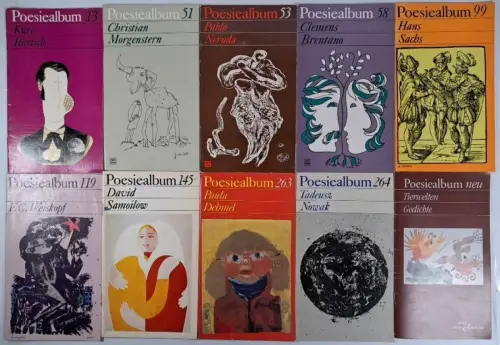 10 Hefte Poesiealbum Verlag Neues Leben, 13, 51, 53, 58, 99, 119, 145, 263, 264