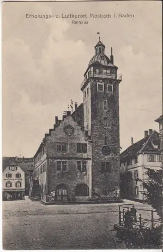 AK Erholungs- u. Luftkurort Mosbach i. Baden. Rathaus, ca. 1920, Postkarte