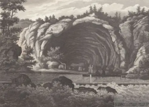 Die Veteranische Höhle in Syrmien. aus Meyers Universum, Stahlstich. Kunstgrafik