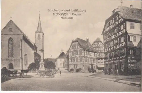 AK Erholungs- u. Luftkurort Mosbach i. Baden. Marktplatz, ca. 1920, Postkarte