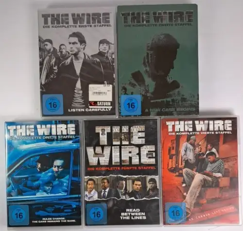 5 DVD-Boxen: The Wire. Staffel 1-5 (komplett), David Simon, Dominic West