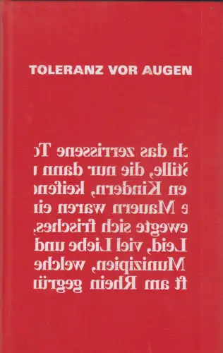 Buch: Toleranz vor Augen. Schwitzgebel, Frieder, 2010, Universitätsdruckerei