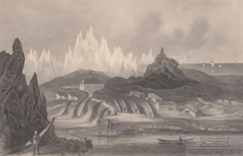 Die Herrenhuter-Colonie Lichtenfels in Grönland. aus Meyers... Stahlstich 264351