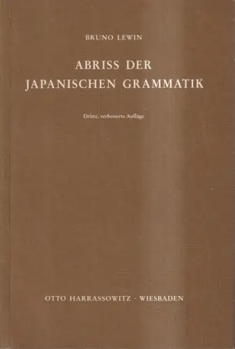 Buch: Abriss der japanischen Grammatik, Bruno Lewin, 1990, Otto Harrassowitz