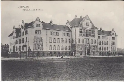 AK Leipzig. Königl. Lehrer-Seminar, 1907, Dr. Trenkler Co., Postkarte ungelaufen