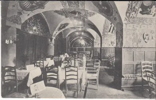 AK Weinhalle Emil Müller. Rastkeller Bielefeld, ca. 1910, Postkarte, gelaufen