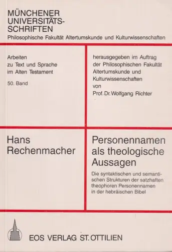 Buch: Personennamen als Theologische Aussagen, Rechenmacher, Hans, 1997, EOS