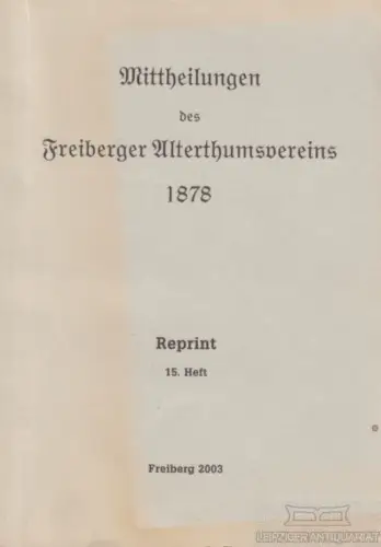 Buch: Mittheilungen des Freiberger Alterthumsvereins 1878, Gerlach, Heinrich